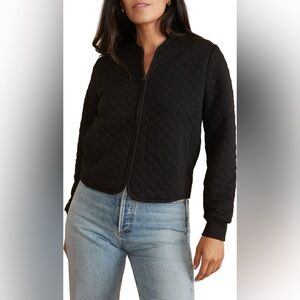 Marine Layer Corbet Quilted Black  Bomber Jacket